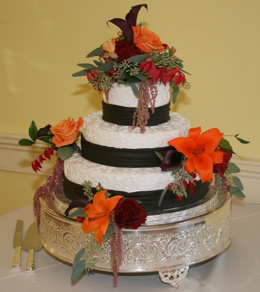 The wedding cake was decorated