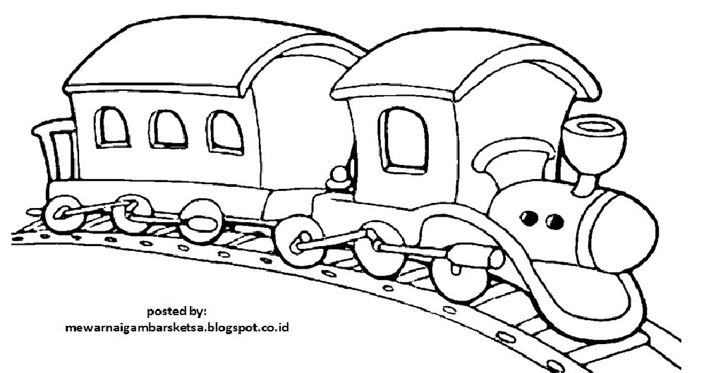  Mewarnai  Gambar  Mewarnai  Gambar  Sketsa Kendaraan Kereta Api  1