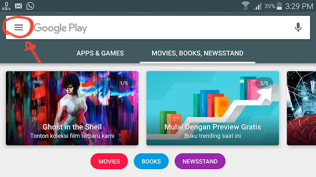 menu Play Store