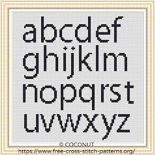 ALPHABET #1 LOWERCASE, FREE AND EASY PRINTABLE CROSS STITCH PATTERN