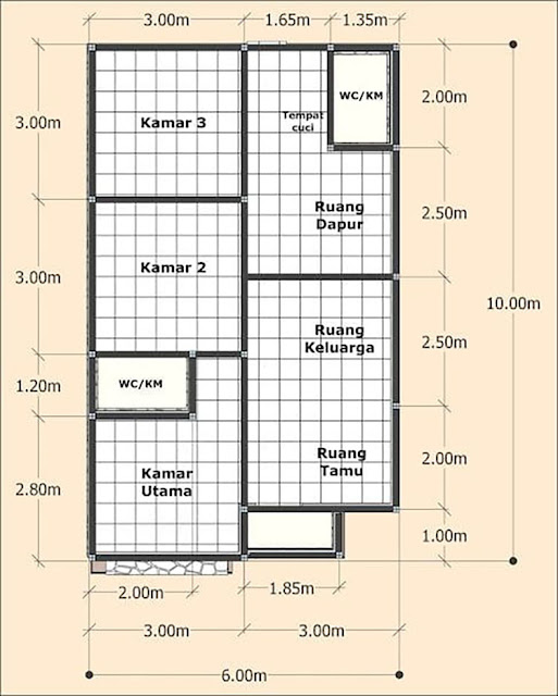 Denah Rumah Dengan Ukuran Luas Tanah 6x10 Meter