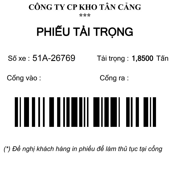 Tạo phiếu tải trọng trên EWMS Kho vận Cát Lái