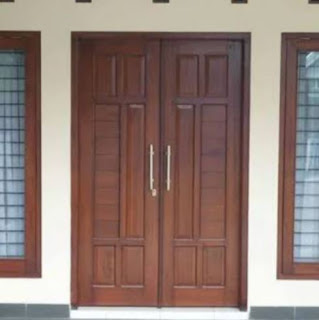 Model Pintu Minimalis Cokelat Dengan Handle Panjang
