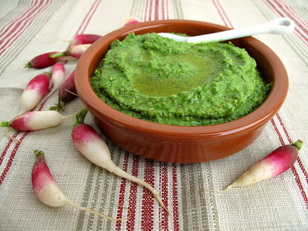 radish greens pesto