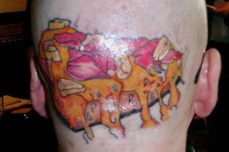 Pizza Tattoo Man Cheesed Off