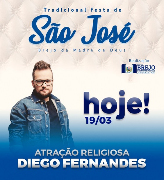 Noite religiosa da Festa de São José em Brejo com show do cantor Diogo Fernandes