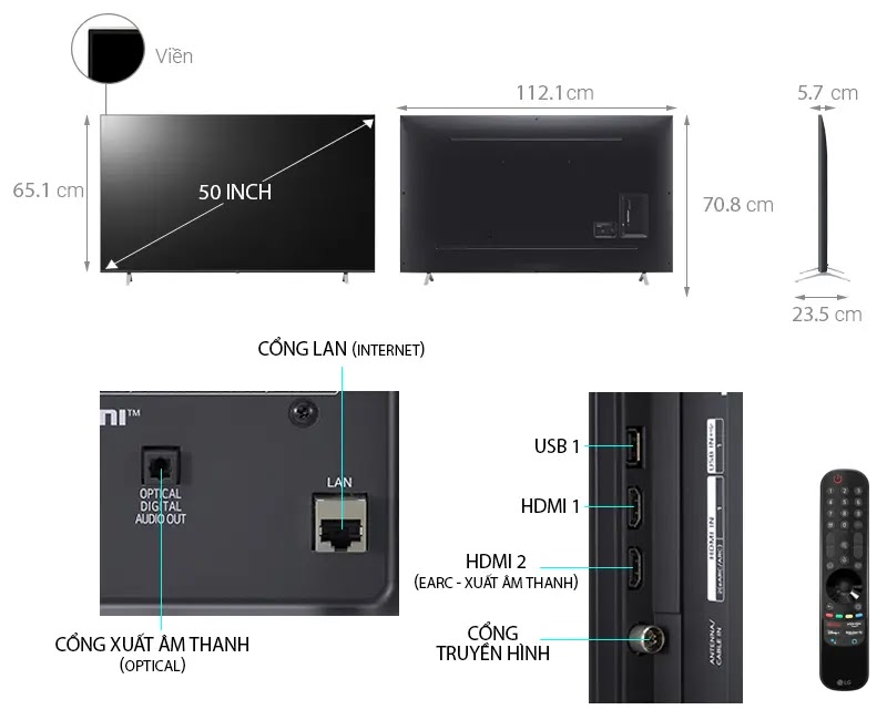 Smart Tivi LG 4K 50 inch 50UP7720PTC ThinQ AI
