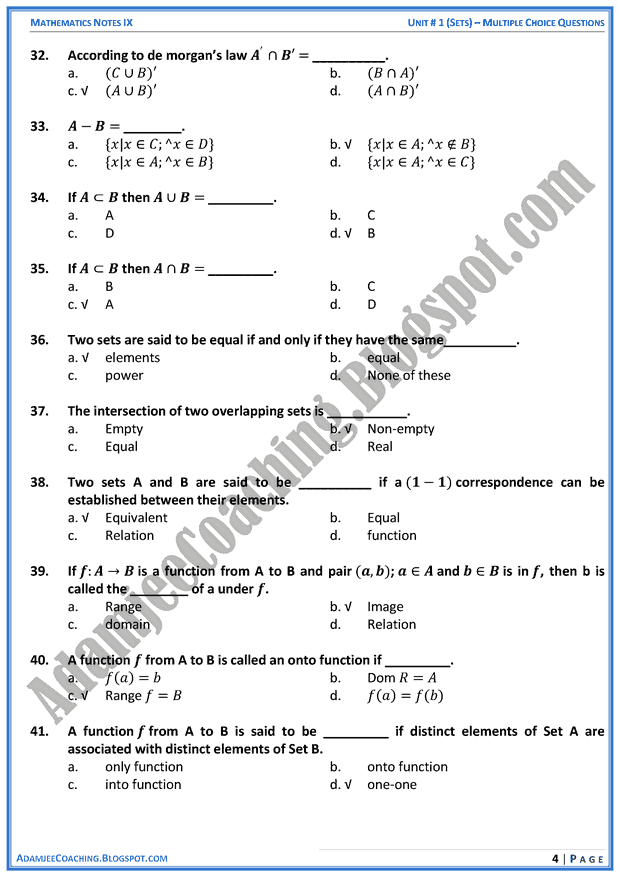 sets-mcqs-mathematics-notes-for-class-10th