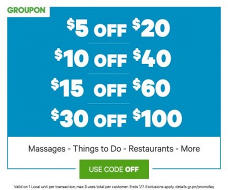 Groupon Flash Sale Up To $30 Off Promo Code