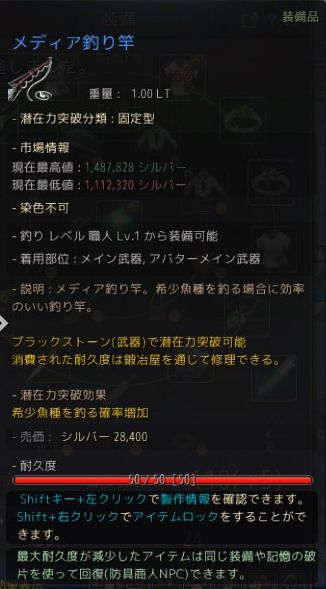 105ゲーム研究所 黒い砂漠金策 メディア釣り竿