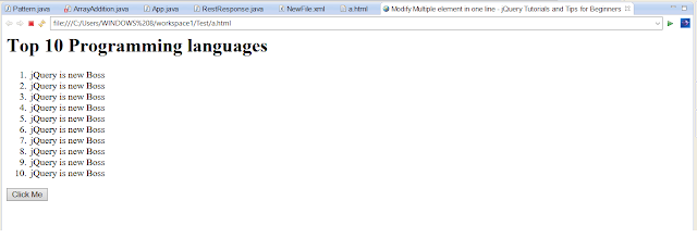  jQuery allows you lot to modify multiples elements inwards 1 acquire jQuery Tutorial - How to modify multiple HTML elements inwards 1 line
