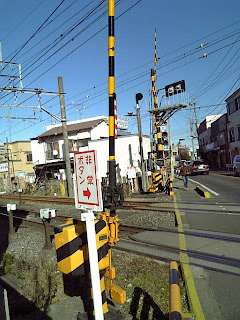 lifting gate on the railroad crossing