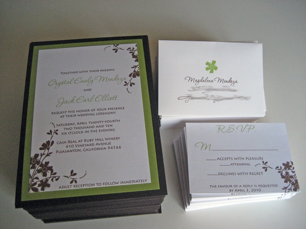  Blossom invitation design in their color scheme of brown and green