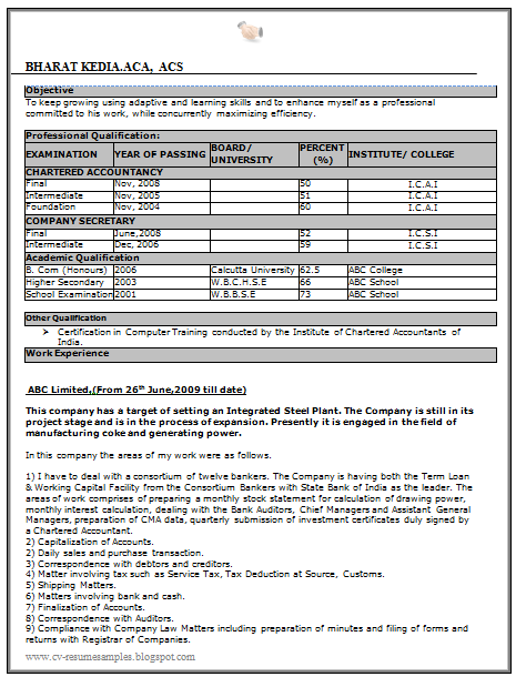 example of latest sarkari naukri resume sample for sarkari naukri ...