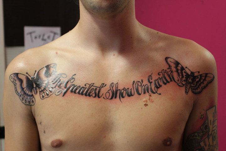 Chest Tattoos Script Writing I want This to shall pass across my chest with