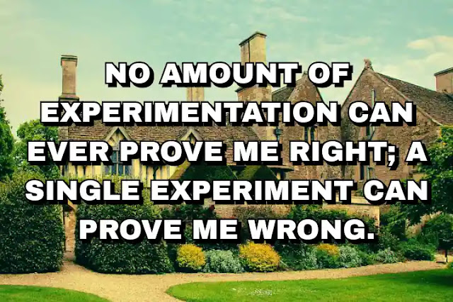 No amount of experimentation can ever prove me right; a single experiment can prove me wrong.