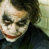 Close-up of Heath Ledger's face as deranged Joker from "The Dark Knight"