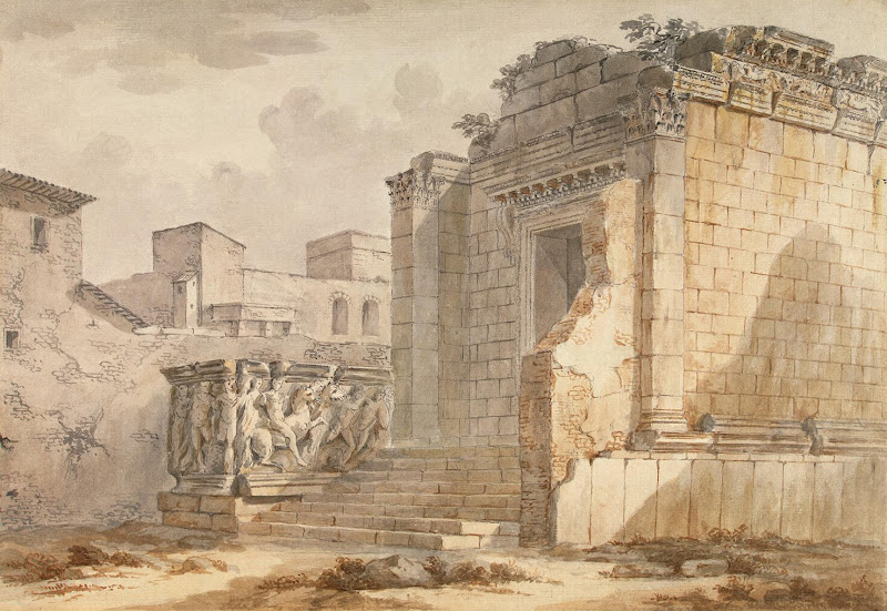 Temple of Aesculapius in Diocletian's Palace in Spalato by Charles-Louis Clerisseau - Architecture, Landscape Drawings from Hermitage Museum