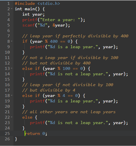 leap year program in c