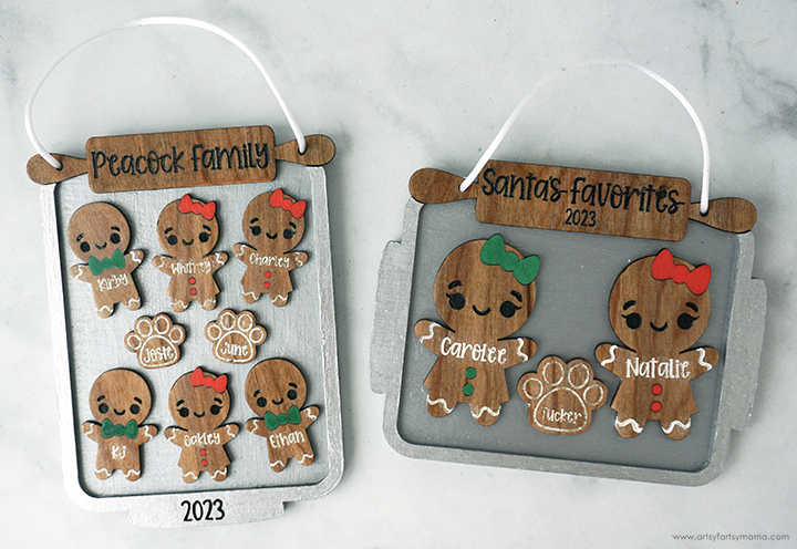 Gingerbread Cookie Sheet Family Ornaments