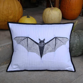 Midnight Bite paper pieced bat quilted pillow