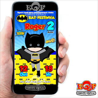 Convite Virtual, Batman, Convite Virtual Batman, Convite Digital Batman, Tema Batman, Festa Batman, Convite do Batman