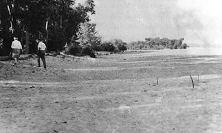 Location of the landing site in relation of the car. The car was parked where the sticks are sticking out of the sand. On the left is the path going into the tree line where the craft supposedly landed.