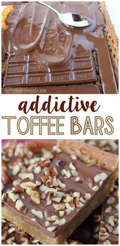 These Toffee Bars are the quickest, easiest, and most delicious to make…ever! This bar is the perfect marriage of toffee crust, chocolate, and pecans. This pan of bars never lasts very long when made…