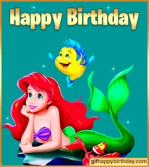 gif happy birthday Ariel the little mermaid
