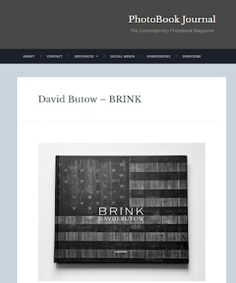 screen shot of PhotBook Journal web page featuring cover of David Butow;s book BRINK