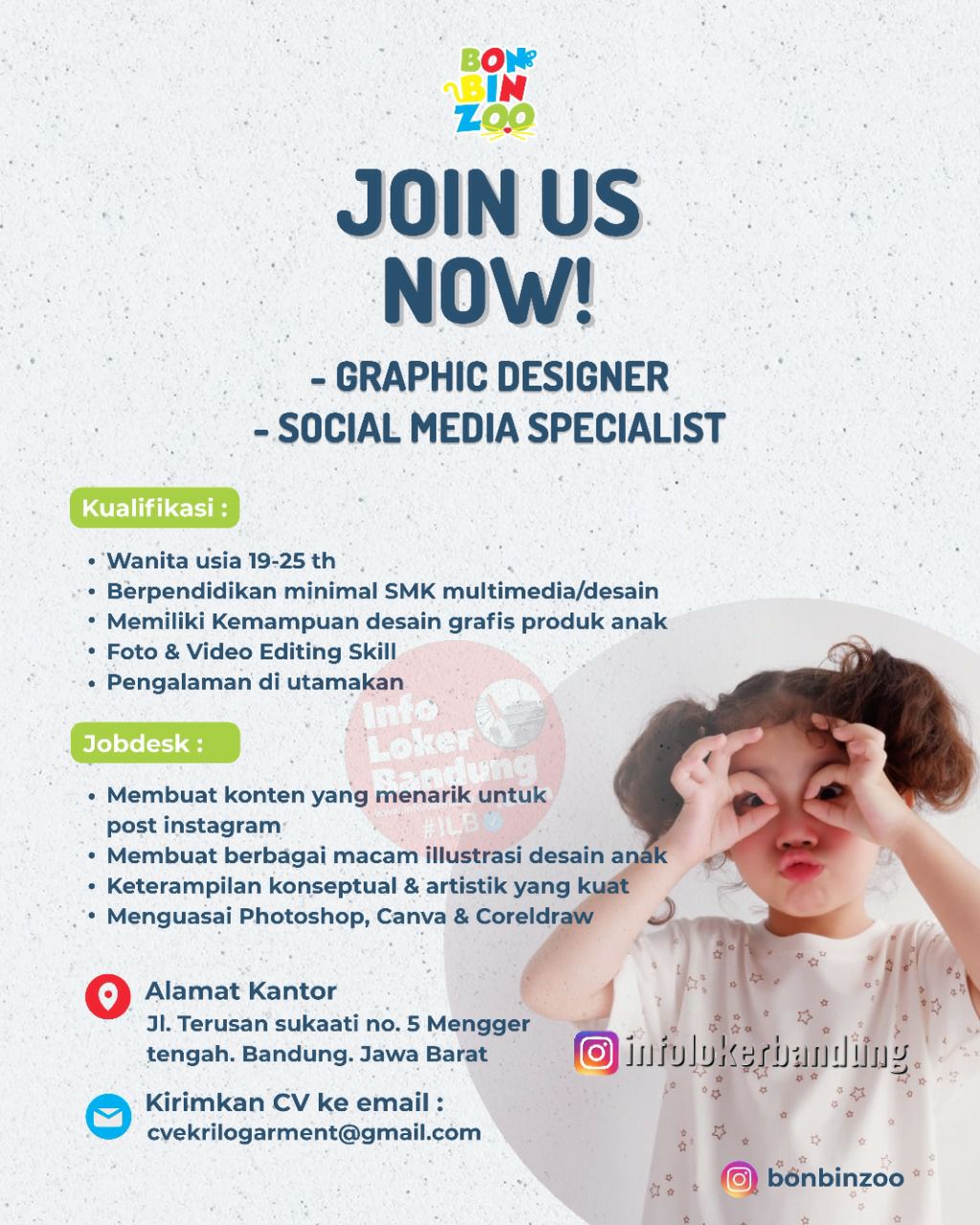 Lowongan Kerja Graphic Designer & Social Media Specialist Bon Bin Zoo Bandung Agustus 2022