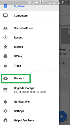 WhatsApp Backups on Google drive app