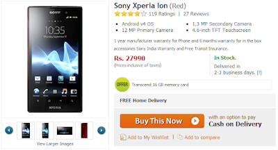 Sony Xperia Ion Price Drops via Flipkart
