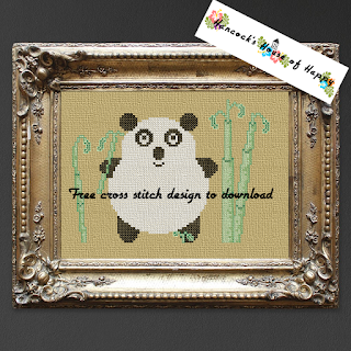 free kawaii panda cross stitch pattern to download for free