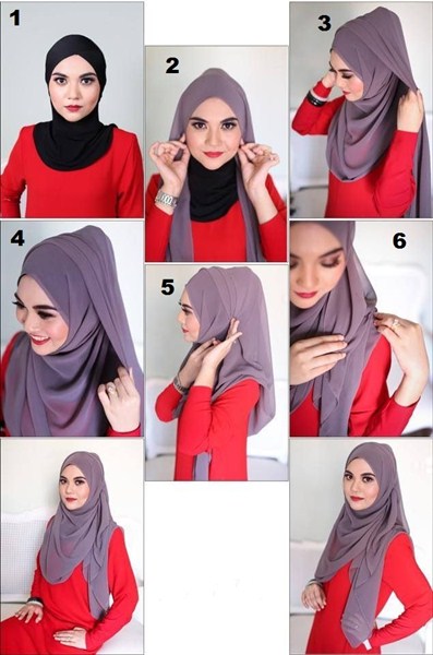 contoh tutorial hijab pashmina modern terbaru 2017/2018