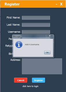 java register form - add username