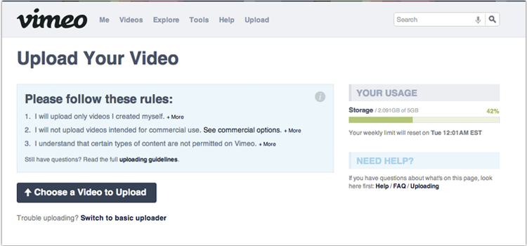 Choose a video to upload