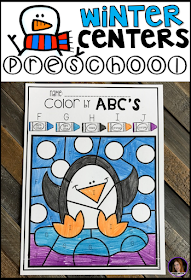 Winter and Snowman Hands-On Math and Literacy Centers and Activities for Preschool.