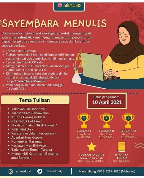 Sayembara Menulis 1 Tahun Rahmaid