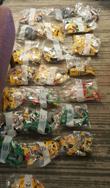 LEGO The Mighty Bowser set 71411 unboxed 22 bags laid out
