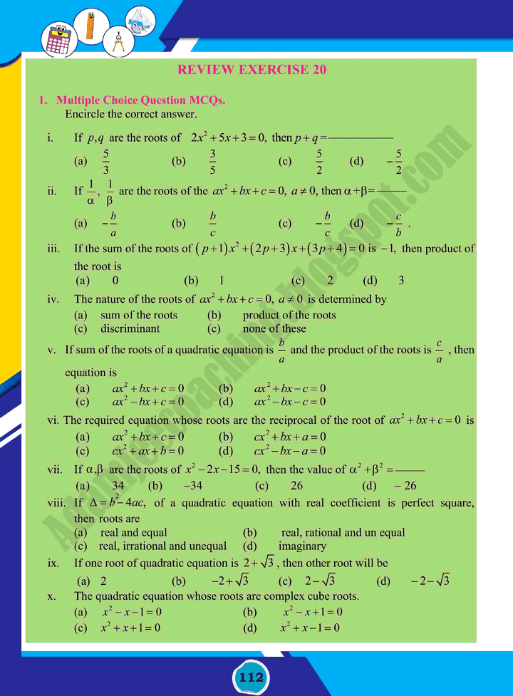 theory-of-quadratic-equations-mathematics-class-10th-text-book