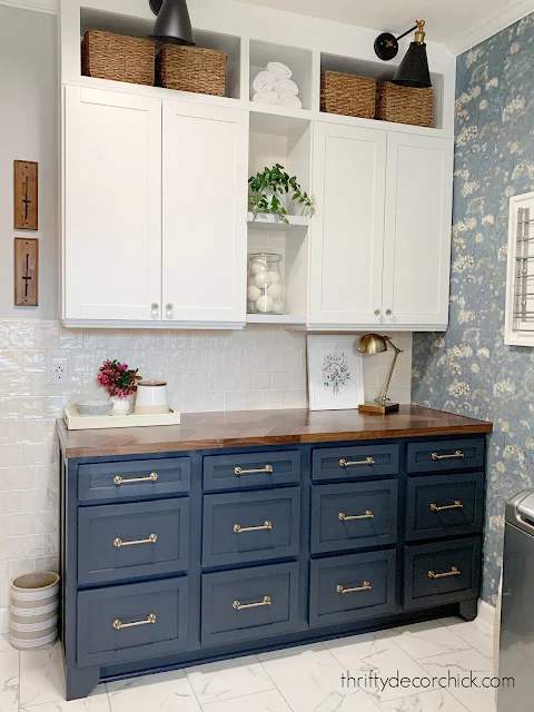 dark blue base cabinets white uppers