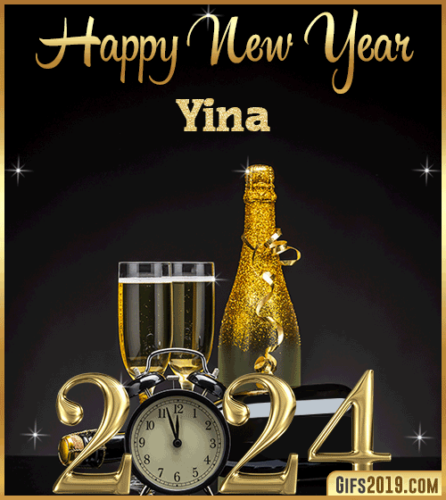Champagne Bottles Glasses New Year 2024 gif for Yina
