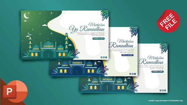 Free Ramadhan PPT : Desain Flat Tema Ramadhan PowerPoint