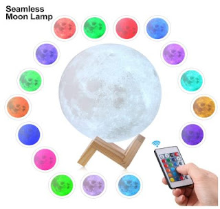 CPLA Upgraded Version Seamless 3D Lamp led Night Stepless Dimmable Remote & Touch Control Moon Light 16 Colors RGB for Baby Room 5.8inch, 5.8inch-16colors