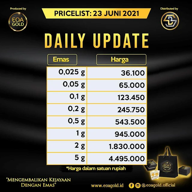 Pricelist EOA Gold hari ini 23 Juni 2021