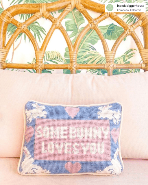 some bunny loves you cute stitched word needlepoint pillow homewares,  top 12 crafting trend 2023 eyewear crafting trends to diy try, cool inspire inspo crafts