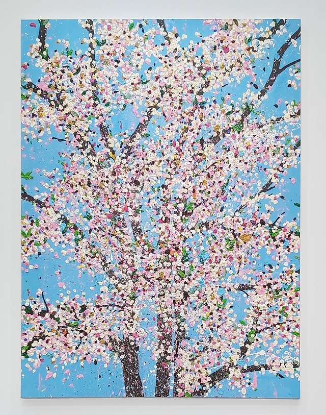 Parijs: Fondation Cartier: "Cherry blossoms" door Damien Hirst