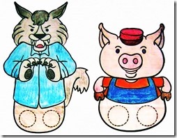Marionetas Dedo Cuento De Los Tres Cerditos Jugar Y Colorear