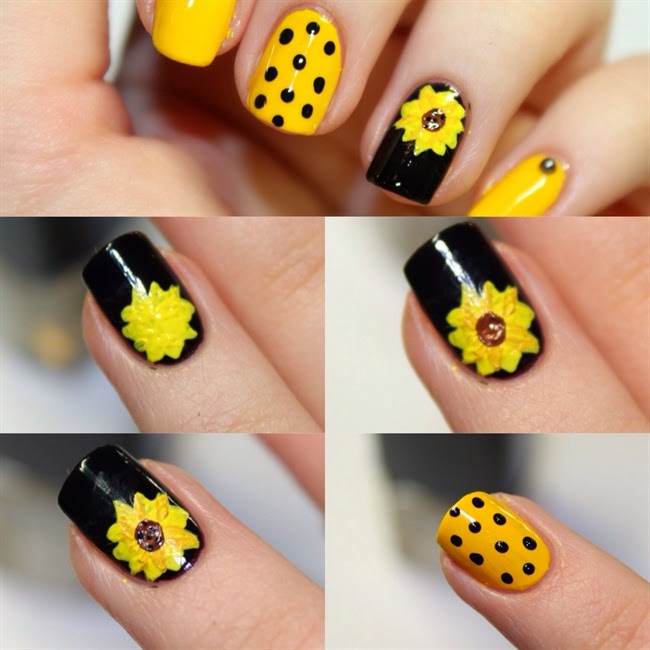Sun Flower Nail Art Design Step By Step Beauty And Fashion Tutorials